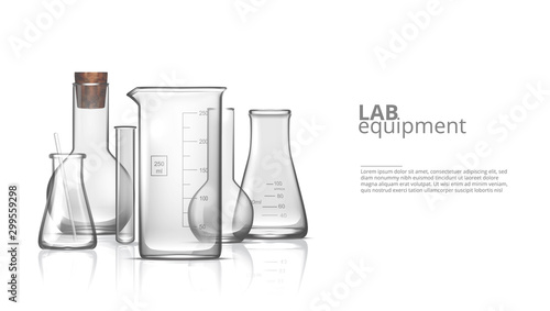 3D Realistic Empty Chemical Lab Glassware Set