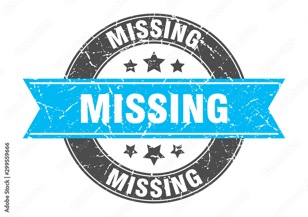 Fototapeta premium missing round stamp with turquoise ribbon. missing