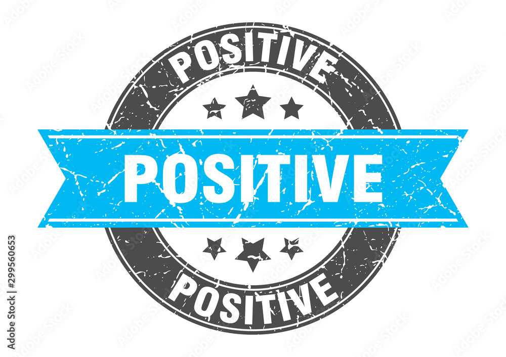 positive round stamp with turquoise ribbon. positive positive round stamp with turquoise ribbon. positive