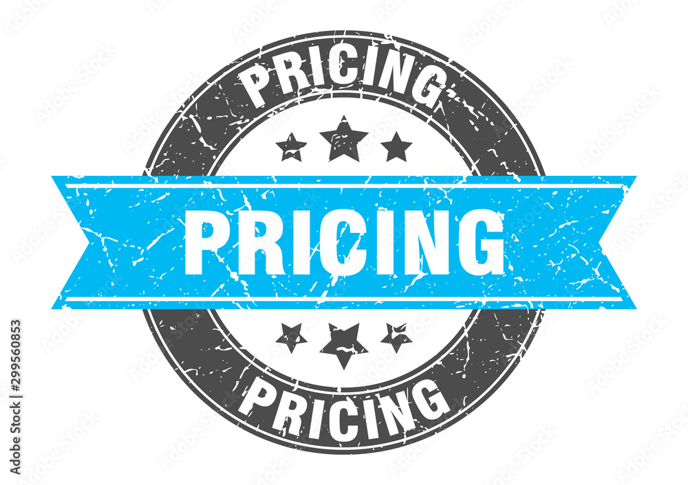 Fototapeta premium pricing round stamp with turquoise ribbon. pricing