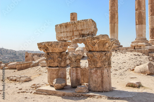 Temple of Hercules - Ancient Roman architecture located in Amman Citadel Jordan 