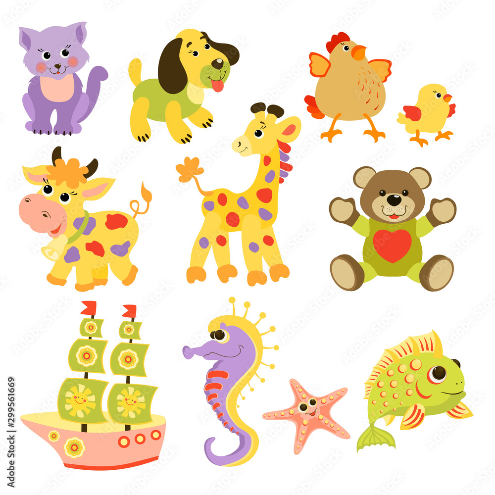 Cute baby icons with animals. 
