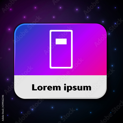 White Police assault shield icon isolated on black background. Rectangle color button. Vector Illustration