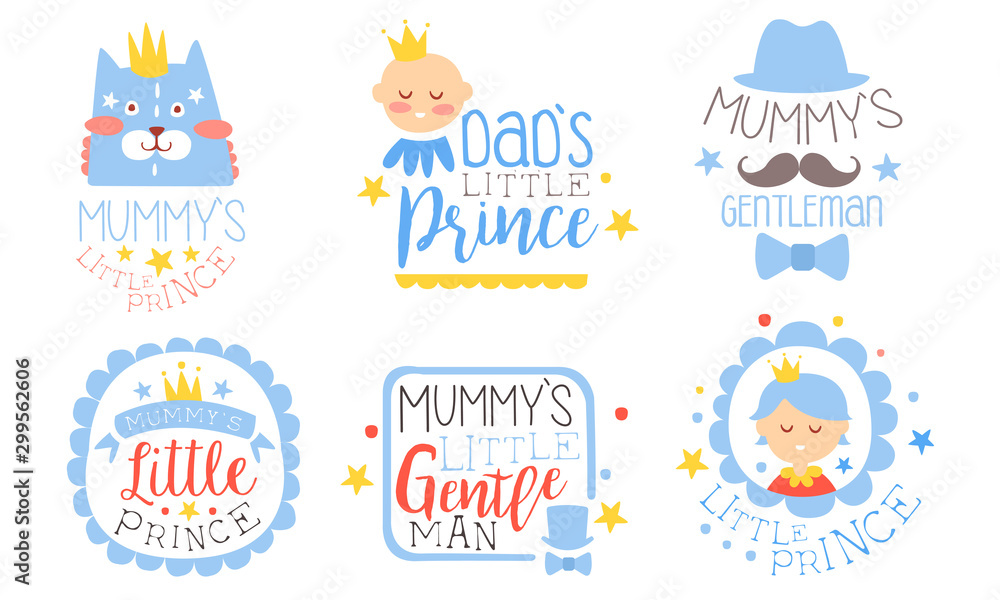Fototapeta premium Set of blue contour pictures for parents. Vector illustration.