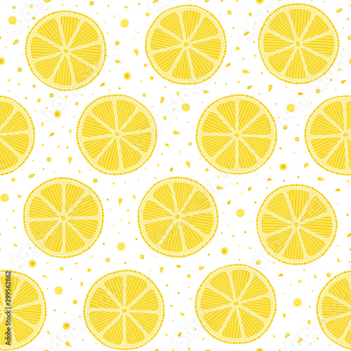 Fresh lemons hand drawn on a white background .