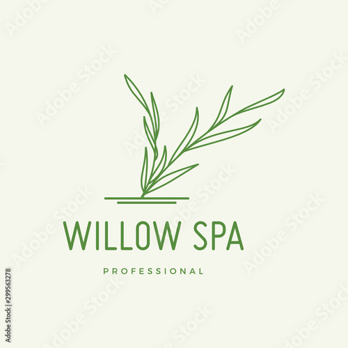 Willow Leaves Spa logo vector icon illustration custom logo design vector