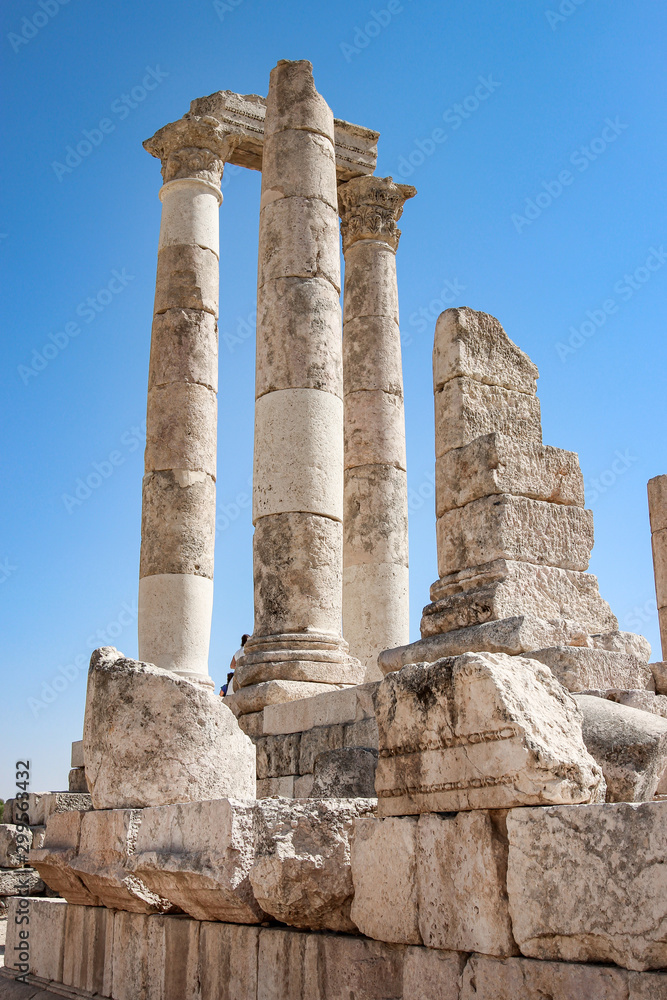 Temple of Hercules - Ancient Roman architecture located in Amman Citadel Jordan 