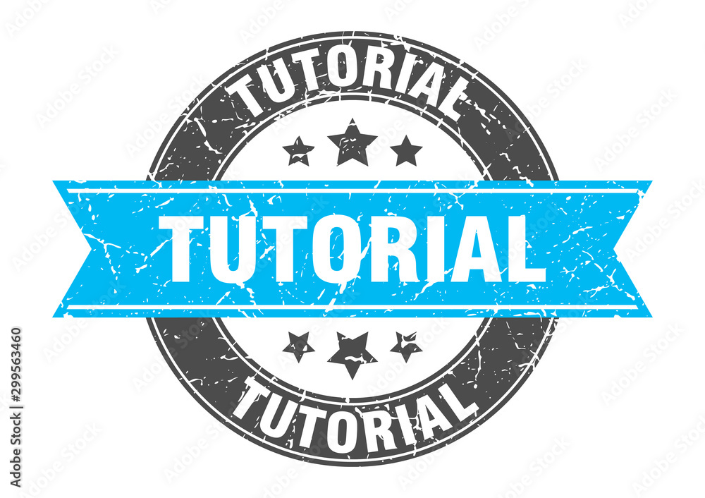 Fototapeta premium tutorial round stamp with turquoise ribbon. tutorial