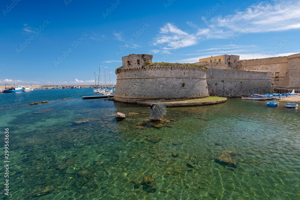 Angevine-Aragonese Castle from the 13th century built by the Byzantines, Gallipoli, Puglia, Southern Italy.