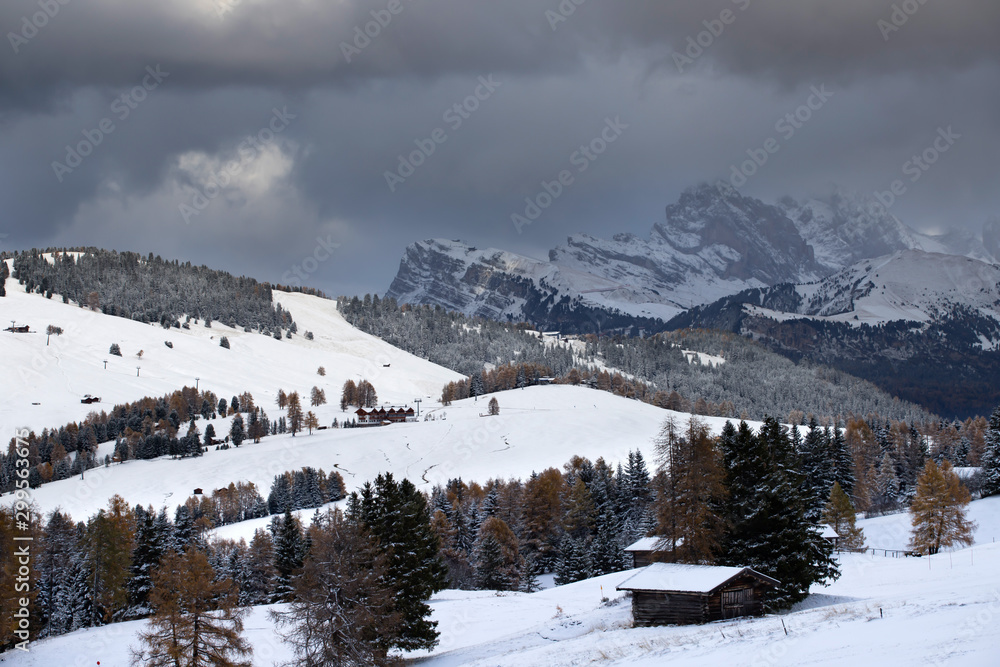 Alpe di Siusi in winter.