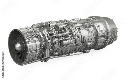 Fotografie Turbofan Jet Engine Isolated