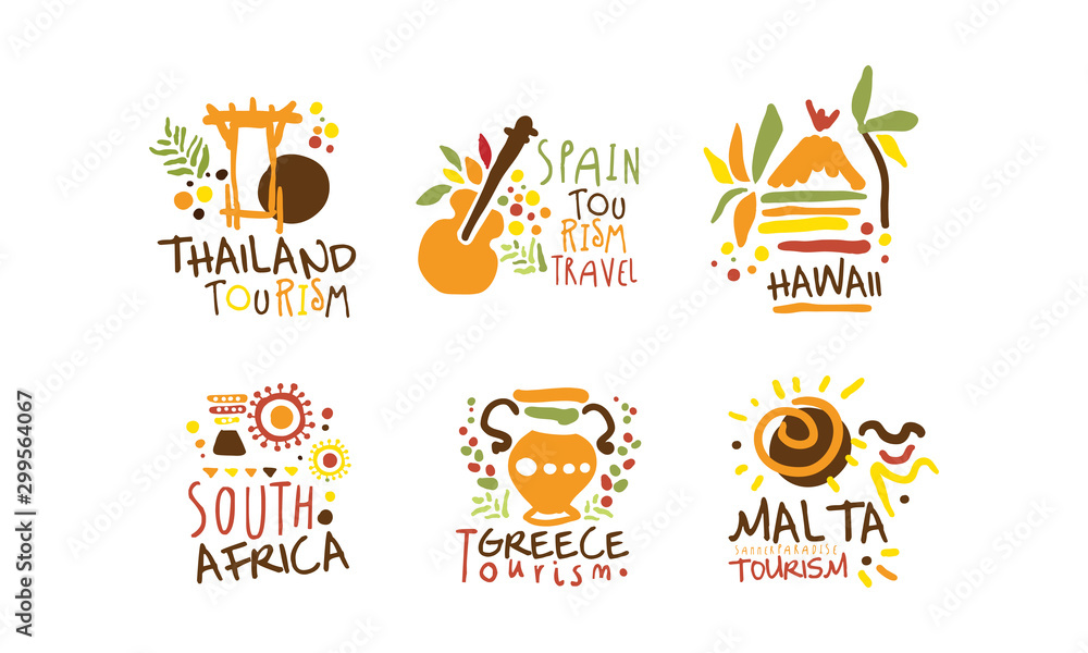 Fototapeta premium Set of minimalistic symbols of different countries. Vector illustration on a white background.
