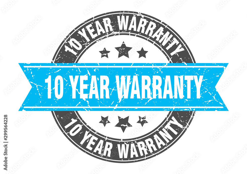 10 year warranty round stamp with turquoise ribbon. 10 year warranty 10 year warranty round stamp with turquoise ribbon. 10 year warranty