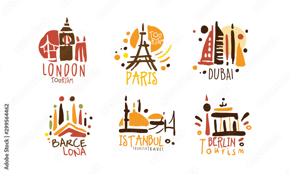 Set of logos for the traveler. Vector illustration on a white background. Set of logos for the traveler. Vector illustration on a white background.