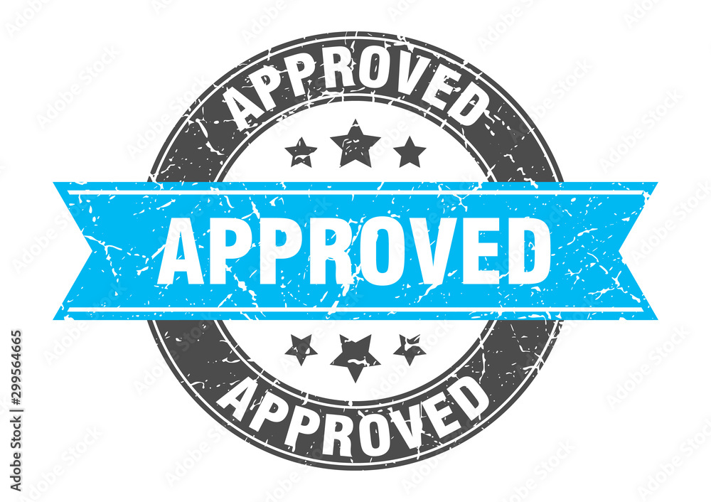 approved round stamp with turquoise ribbon. approved approved round stamp with turquoise ribbon. approved