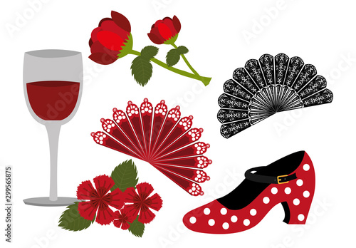 bundle of dance flamenco and set icons vector illustration design