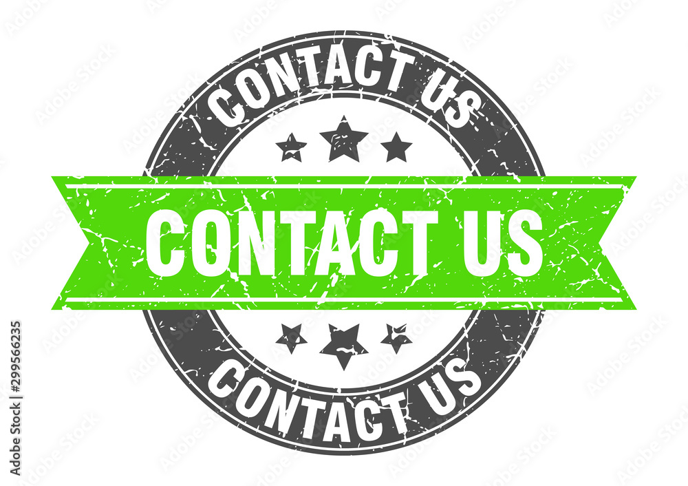 Obraz premium contact us round stamp with green ribbon. contact us
