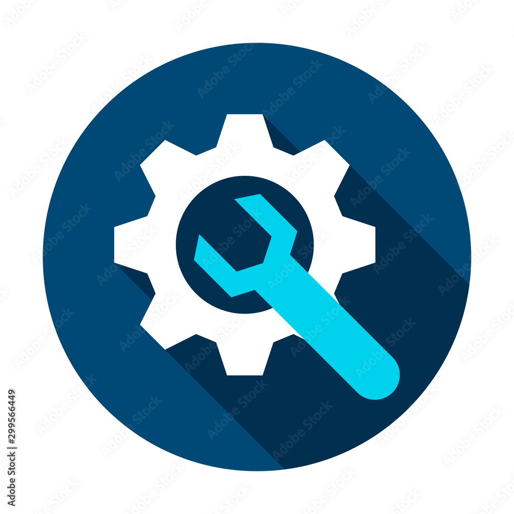 Gear and Wrench Circle Icon Gear and Wrench Circle Icon