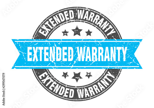 extended warranty round stamp with turquoise ribbon. extended warranty