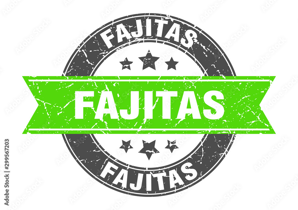 Obraz premium fajitas round stamp with green ribbon. fajitas