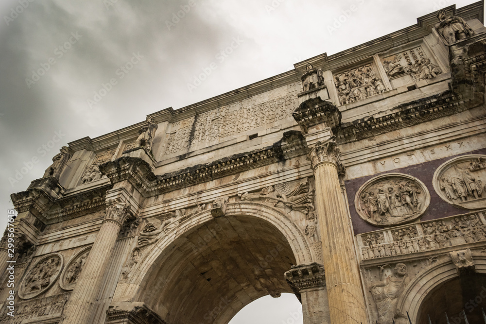 Detail of the arch of Constantine next to the Colosseum in Rome Detail of the arch of Constantine next to the Colosseum in Rome