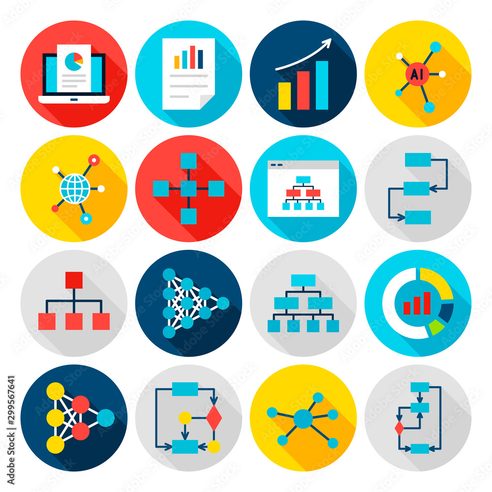 Data Graph Flat Icons Data Graph Flat Icons