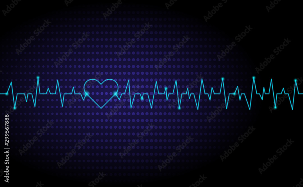 Fototapeta premium Pulse heart beats lines cardiogram medical background