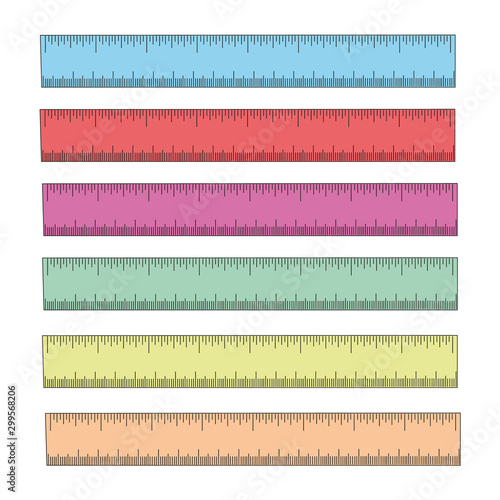 ruler different color set realistic vector illustration isolated