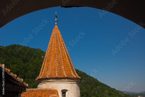 BRAN, ROMANIA: Drakula's Castle. Interior yard of the Bran Castle, a national monument and landmark in Romania.