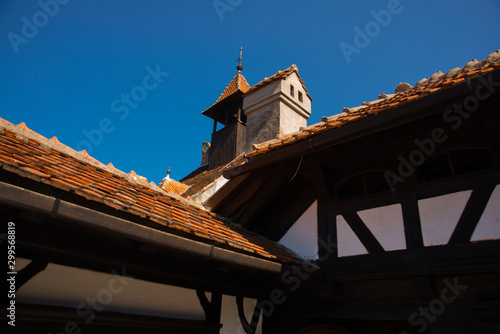 BRAN, ROMANIA: Drakula's Castle. Interior yard of the Bran Castle, a national monument and landmark in Romania.