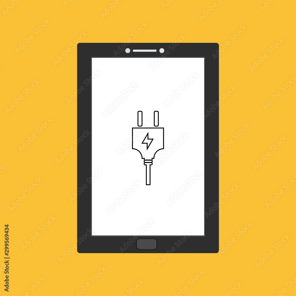 Power plug, power supply, charge tablet smartphone vector icon Flat illustration Power plug, power supply, charge tablet smartphone vector icon Flat illustration