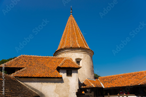 BRAN, ROMANIA: Drakula's Castle. Interior yard of the Bran Castle, a national monument and landmark in Romania.