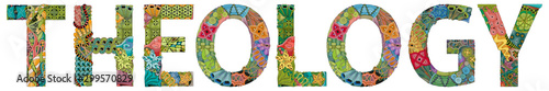Word theology. Vector zentangle object for decoration