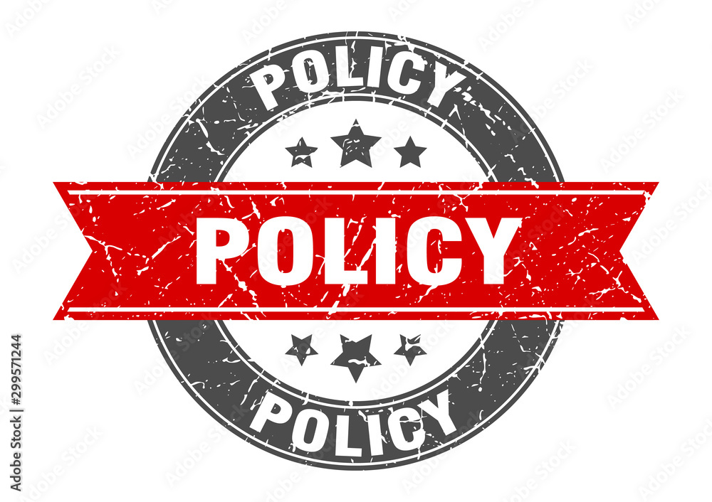 Fototapeta premium policy round stamp with red ribbon. policy