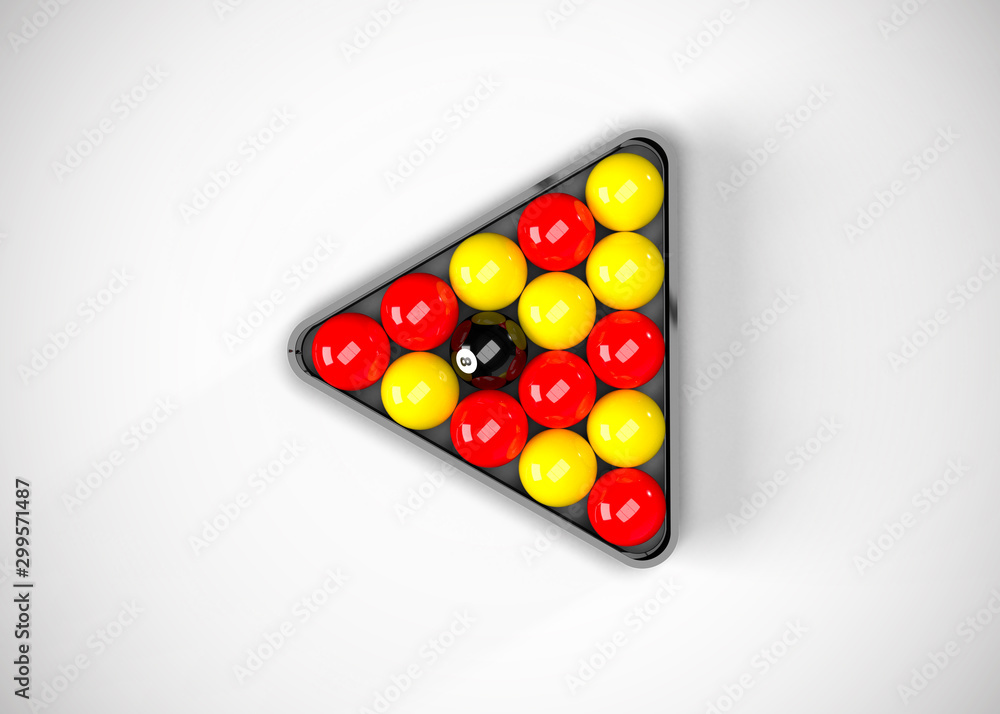 English Pool Billiards Balls Rack Triangle Table Set Up 3D Render  Stock-Illustration | Adobe Stock