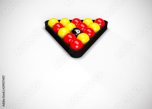 English Pool Billiards Balls Rack Triangle Table Set Up 3D Render