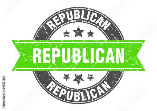 republican round stamp with green ribbon. republican