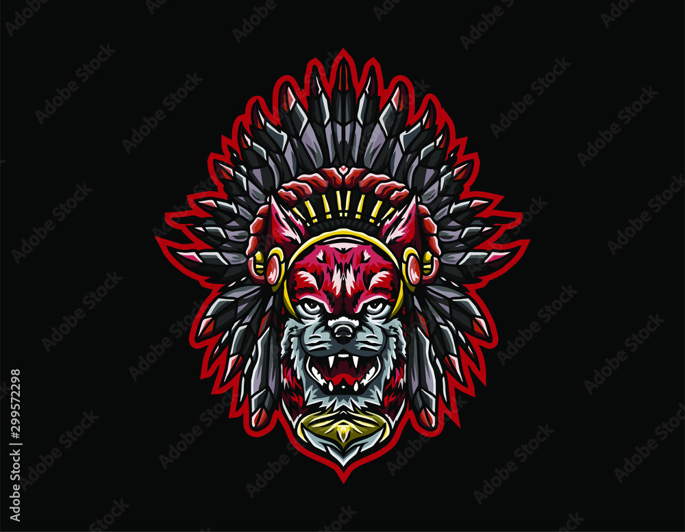 Fototapeta premium The Awesome Illustration Wolf logo mascot vector