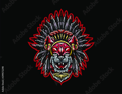 The Awesome Illustration Wolf logo mascot vector