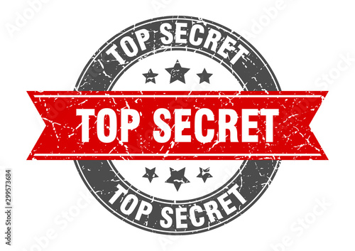 top secret round stamp with red ribbon. top secret