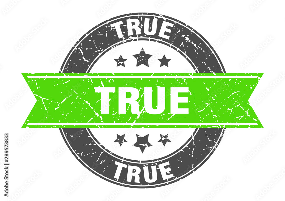 Fototapeta premium true round stamp with green ribbon. true