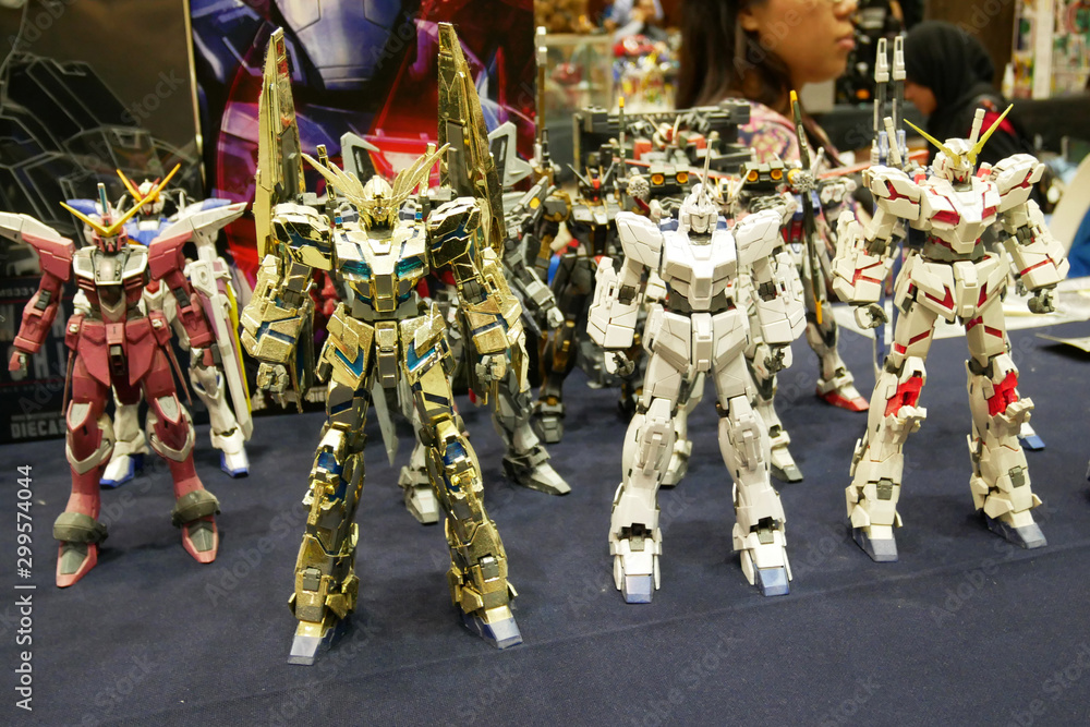 KUALA LUMPUR, MALAYSIA OCTOBER 05, 2019 Selected focused of displayed Mobile Suit Gundam