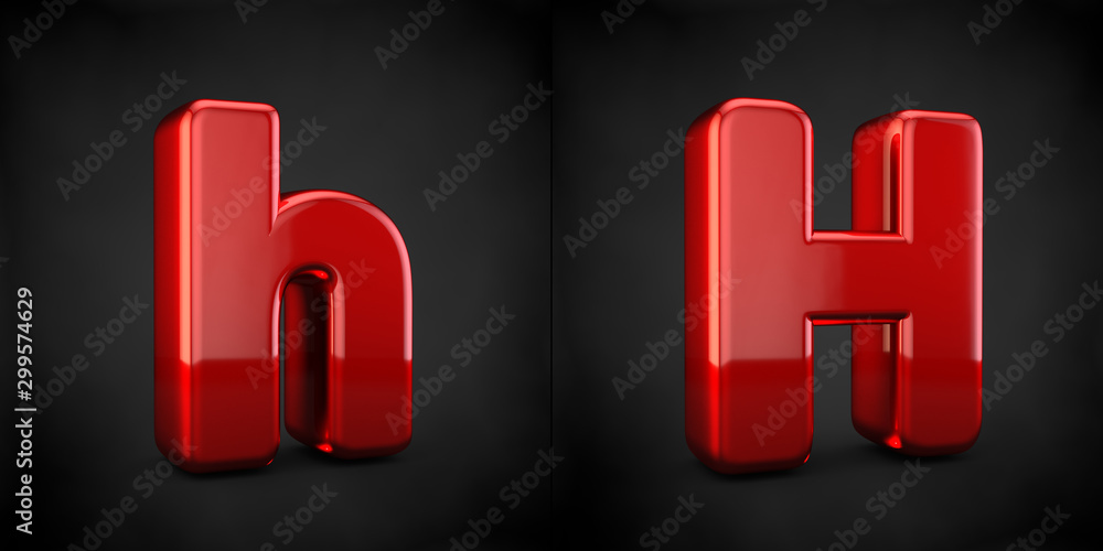 Red letter H isolated on black background Red letter H isolated on black background