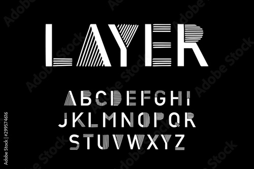 Layer hand drawn vector type font in cartoon comic style black white contrast