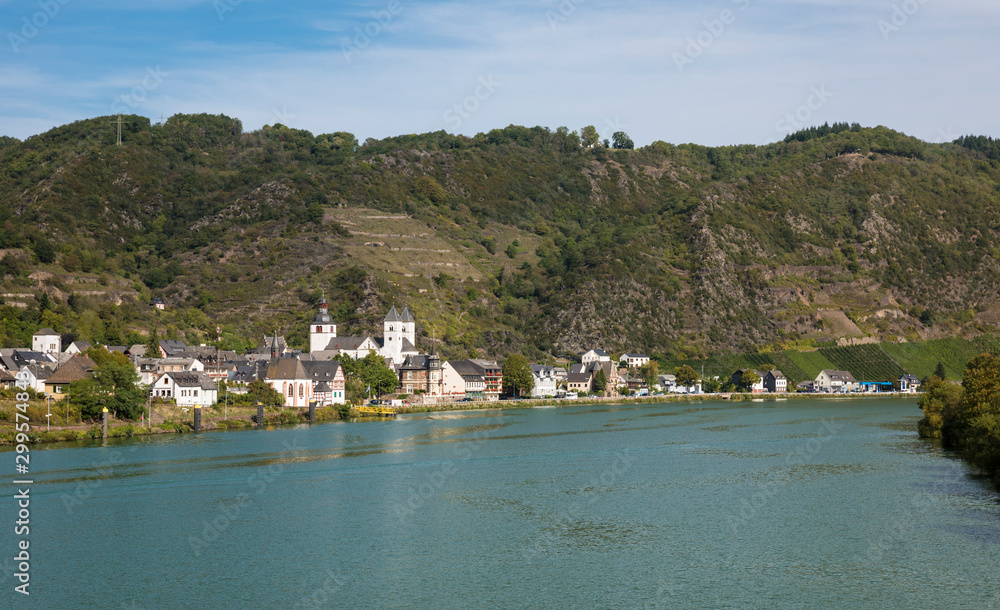 View of the small town Treis-Karden on the Moselle. Rhineland-Palatinate, Germany, Europe