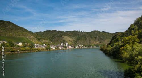 View of the small town Treis-Karden on the Moselle. Rhineland-Palatinate, Germany, Europe