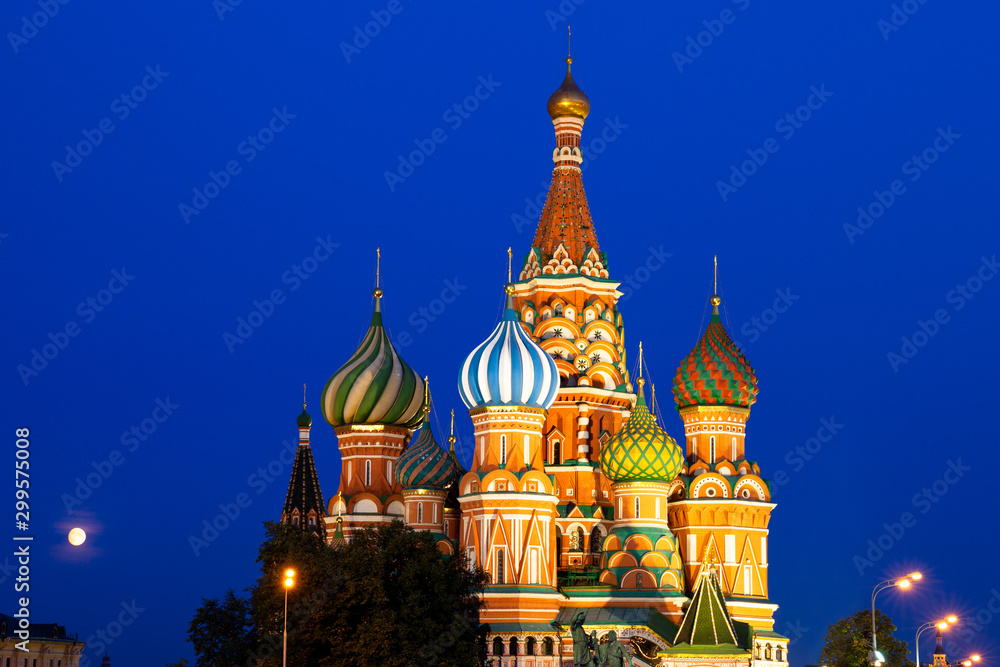 St. Basil's Cathedral at night, Red Square, Moscow