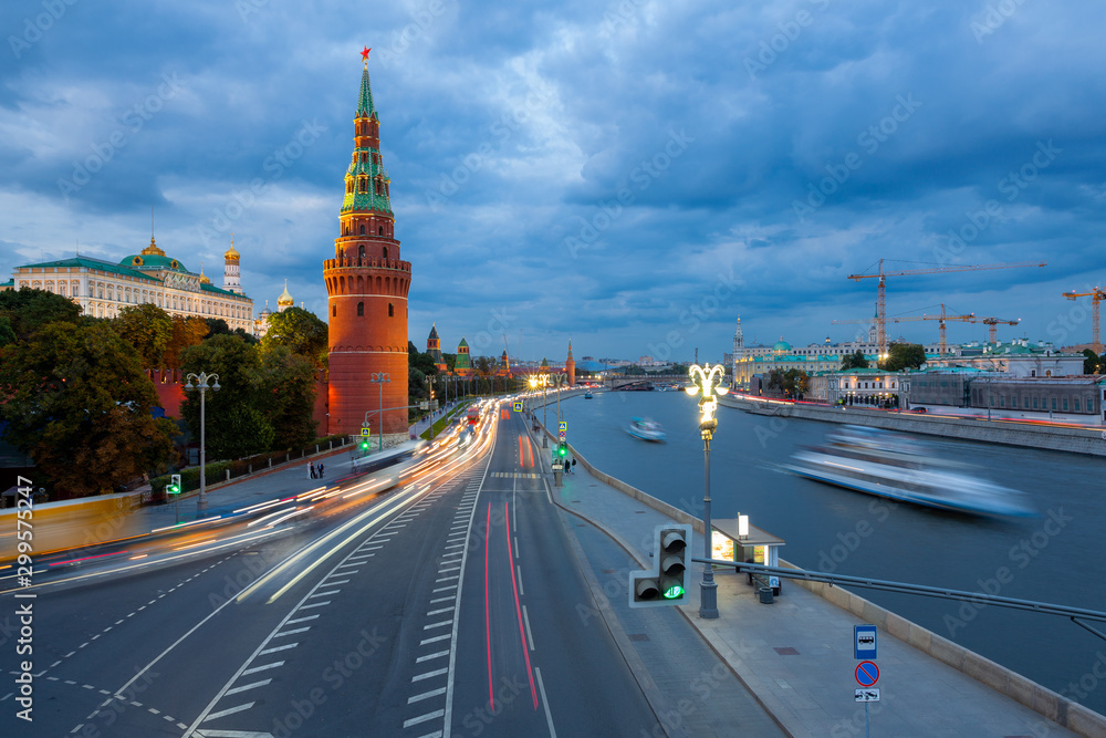 Dusk view of the Moscow Kremlin, Russia Dusk view of the Moscow Kremlin, Russia