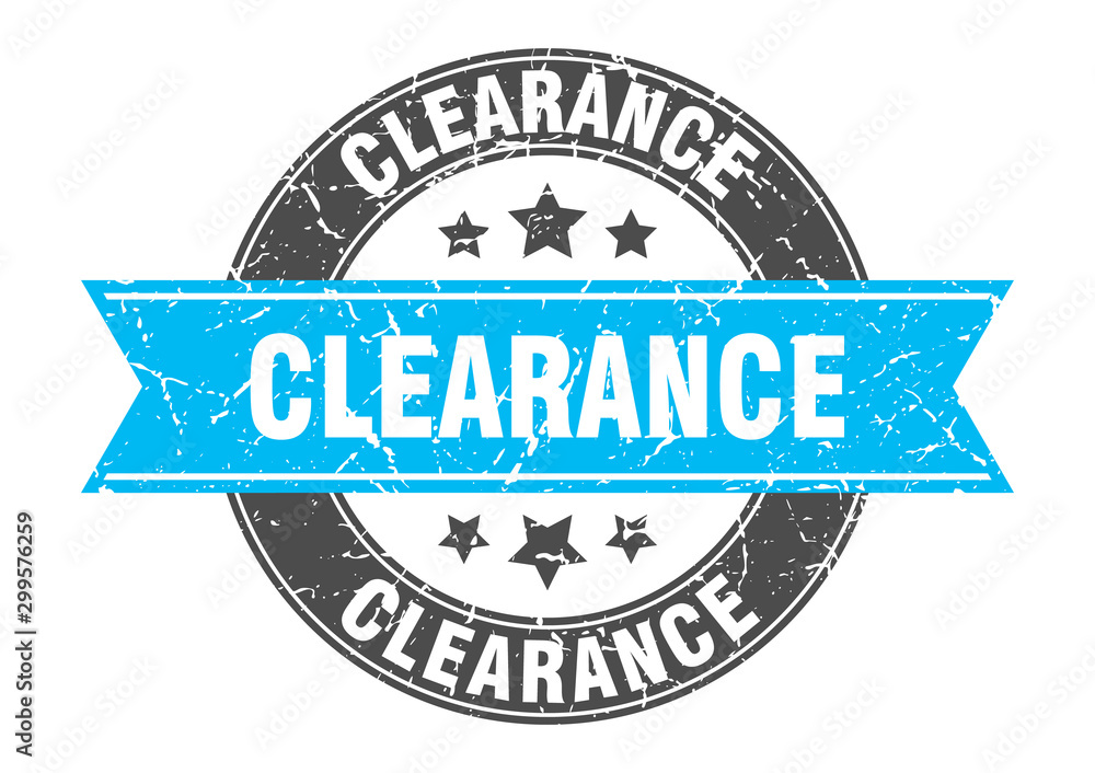 Fototapeta premium clearance round stamp with turquoise ribbon. clearance