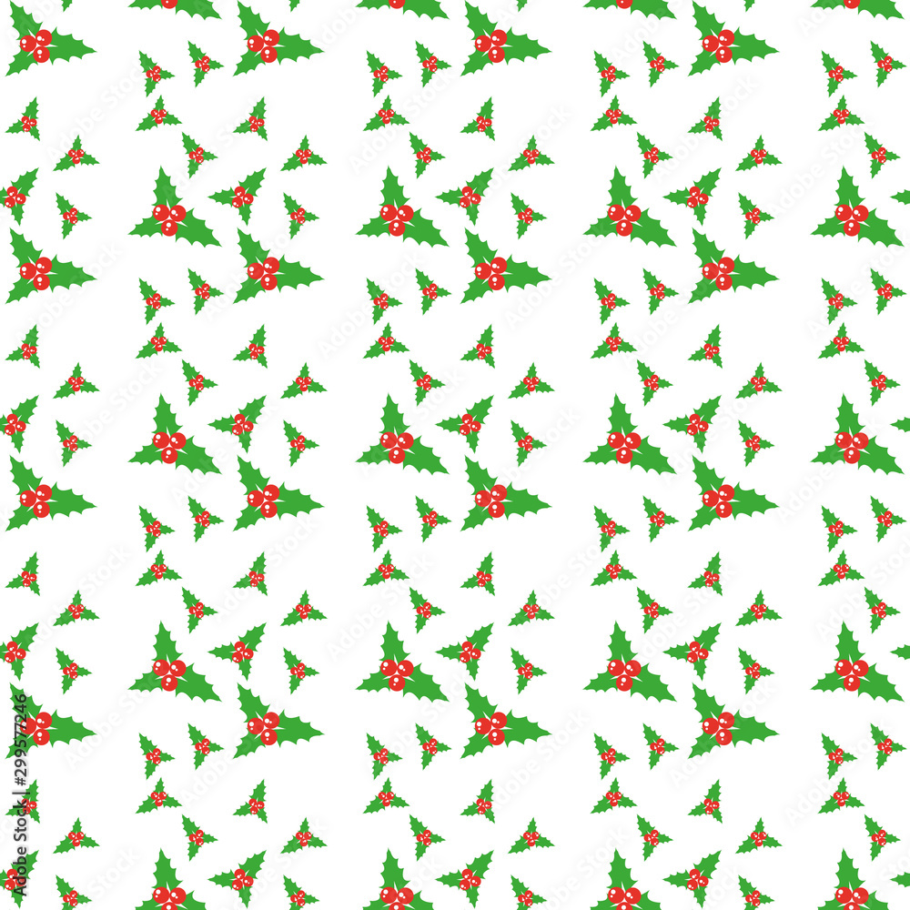 Christmas holly branches with cinnamon and cloves on a white background. Seamless pattern. Christmas holly branches with cinnamon and cloves on a white background. Seamless pattern.